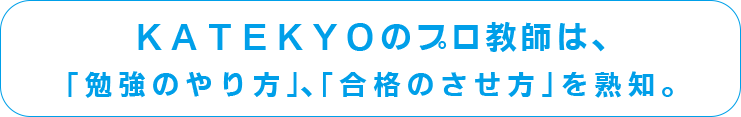 ＫＡＴＥＫＹＯのプロ教師は、「勉強のやり方」、「合格のさせ方」を熟知。
