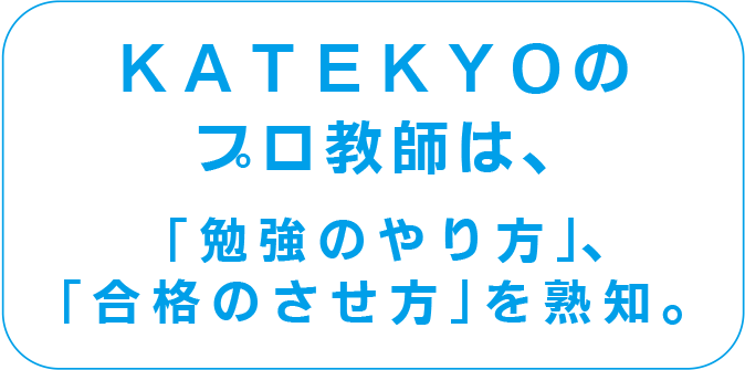 ＫＡＴＥＫＹＯのプロ教師は、「勉強のやり方」、「合格のさせ方」を熟知。